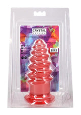 Crystal Jellies Anal Twist Plug 7 inches Pink in packaging showcasing its design and vibrant color.