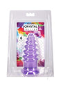 Crystal Jellies Anal Twist Plug 6 inches Purple in packaging, showcasing its unique design and color.