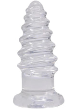 Crystal Jellies Anal Twist Plug 7 inches Clear, a clear and flexible erotic tool with sculpted ridges for layered stimulation.