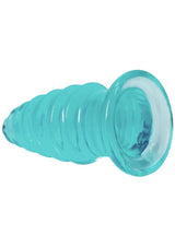 Crystal Jellies Anal Twist Plug 6 inches Blue, a flexible and sculpted anal toy for layered stimulation.