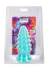 Crystal Jellies Anal Twist Plug 6 inches Blue packaging showcasing its unique design and features.