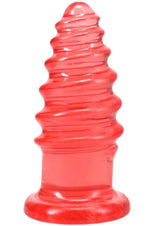 Crystal Jellies Anal Twist Plug 6 inches Pink showcasing its ridged design for enhanced stimulation.