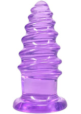 Crystal Jellies Anal Twist Plug 7 inches Purple featuring sculpted ridges and a flared base for ultimate comfort.