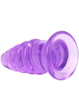 Crystal Jellies Anal Twist Plug 7 inches Purple with ridges for stimulation and comfortable flared base.