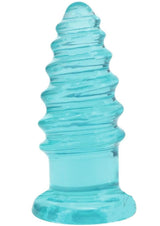 Crystal Jellies Anal Twist Plug 7 inches Teal, a flexible anal toy with ridges for enhanced stimulation.