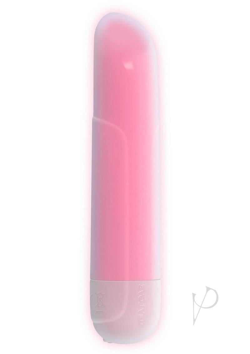 Shine On Light-Up Rechargeable Bullet White Pink vibrant pink compact vibrator with soft illumination.
