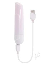 Shine On Light-Up Rechargeable Bullet White Pink with USB charging cable for adult pleasure.