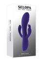Selopa Triple Tickle 3-Point Stimulation Vibrator Purple packaging with silicone design and features.
