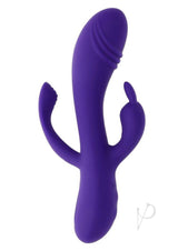 Selopa Triple Tickle 3-Point Stimulation Vibrator Purple featuring a chunky vibrating shaft and clitoral rabbit.