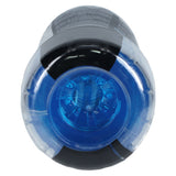Easy Rider Clear Rounded Case Blue Masturbator top view showing the blue internal sleeve design.