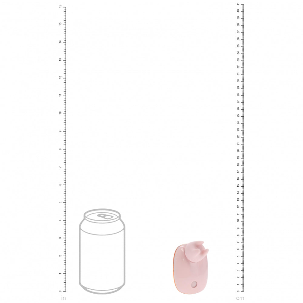 Loveline Dreamsicle Airtaptech Vibrator Pink next to a soda can for size comparison.