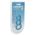 Levelz Classic Silicone Cock Ring Set Teal packaging featuring three silicone cock rings in assorted sizes.