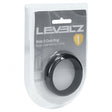 Levelz Wide O Silicone Cock Ring Large 42mm Black packaging showcasing a premium silicone cock ring design.