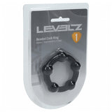 Levelz Beaded Silicone Cock Ring S 30mm Black in packaging, showcasing silicone design and beaded texture.