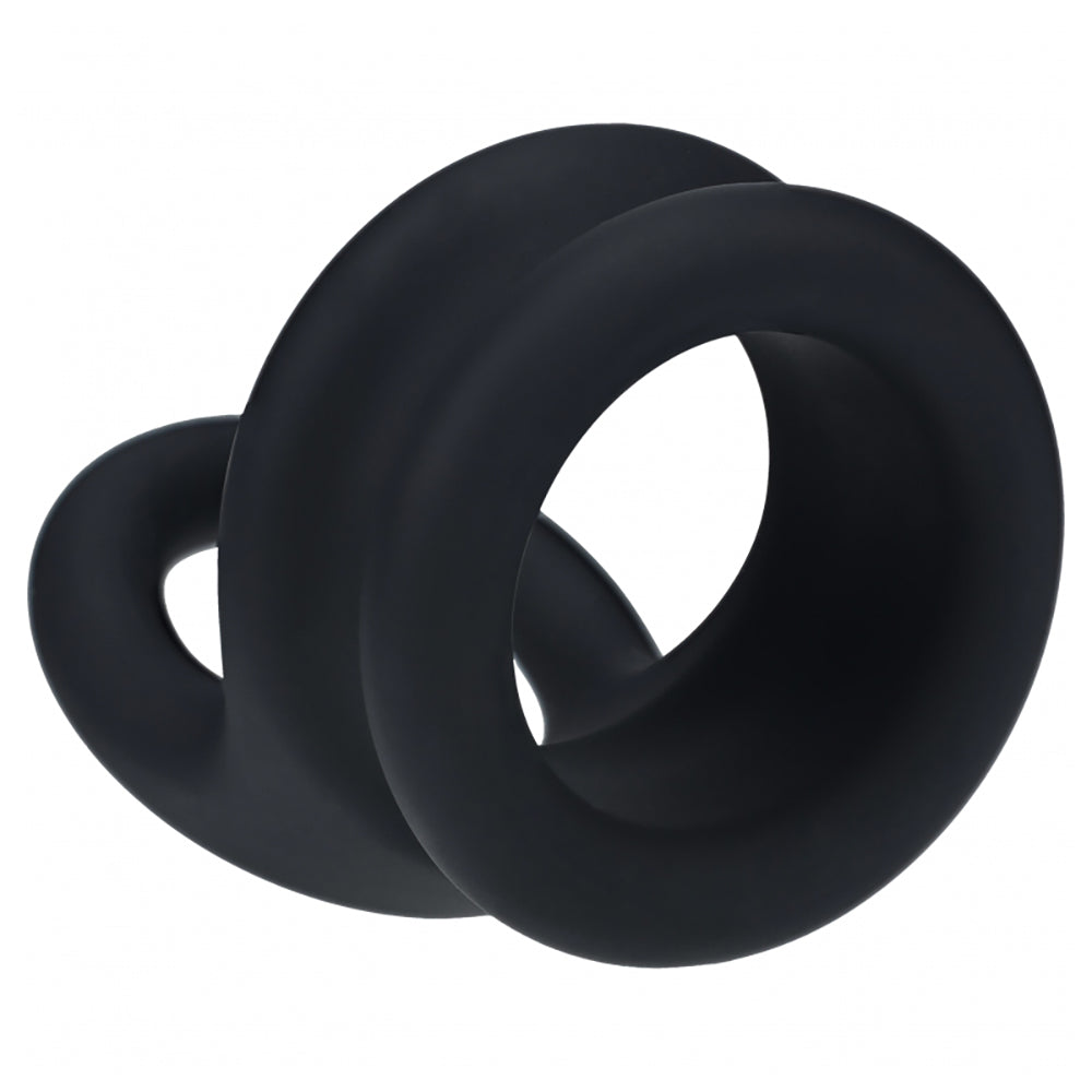 Levelz Wide Double O Silicone Cock Ring M Black, a dual-loop design for enhanced grip and longer-lasting sensations.