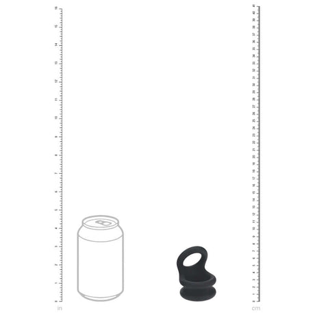 Levelz Wide Double O Silicone Cock Ring M Black shown next to a can for size comparison.