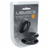 Levelz Wide Double O Silicone Cock Ring M Black packaged for advanced pleasure and control in a sleek design.