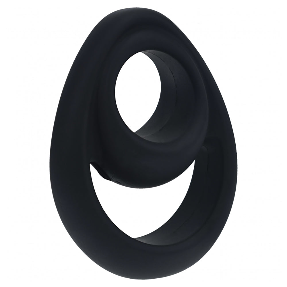 Levelz Double Ergo Silicone Cock Ring Black showcasing its sleek design and dual-ring functionality.