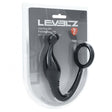 Levelz Silicone Cock Ring With Prostate Stimulator M Black packaging with hybrid design for enhanced pleasure.