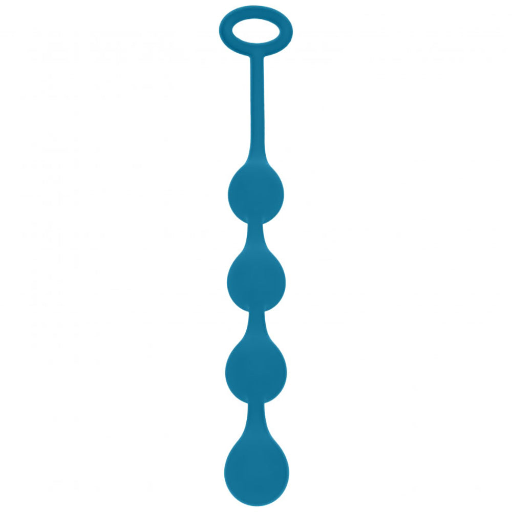 Levelz Waterdrop Silicone Anal Balls S 20mm Teal featuring a series of water droplet-shaped balls for gradual stretch.