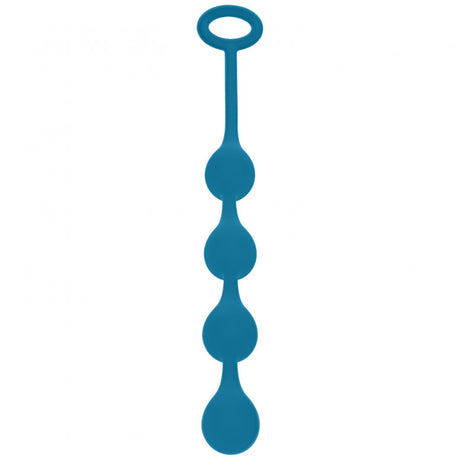 Levelz Waterdrop Silicone Anal Balls S 20mm Teal featuring a series of water droplet-shaped balls for gradual stretch.