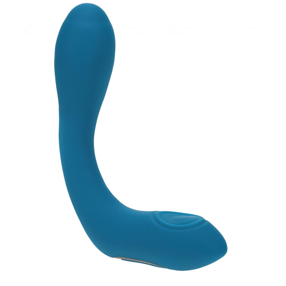Levelz Vibrating Tapping Silicone Prostate Stimulator Teal in blue silicone design for enhanced pleasure.