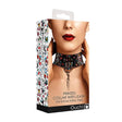Ouch Printed Collar With Leash Old School Tattoo Style Black packaged with artistic print design.