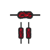 Ouch Introductory Bondage Kit No 7 Red with lace mask and matching cuffs in black and red.