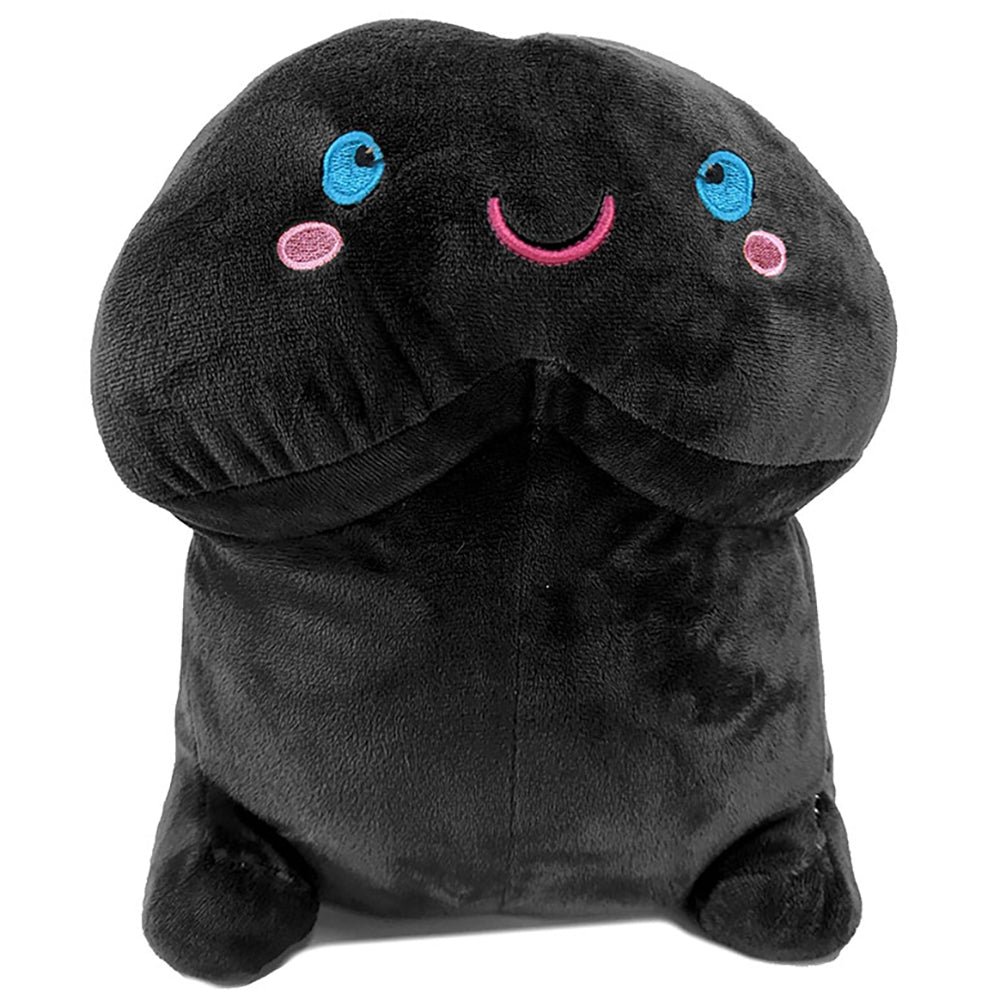 Shots Short Penis Stuffy 20 inch Black plush toy with cute facial features in soft black fabric.