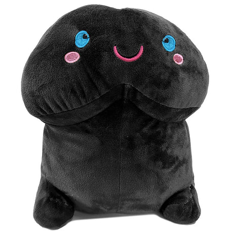 Shots Short Penis Stuffy 20 inch Black plush toy with cute facial features in soft black fabric.