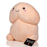 Shots Toys Short Penis Stuffy 19.7 Inch Plush Flesh, a cute and huggable plush novelty toy with a smiling face.