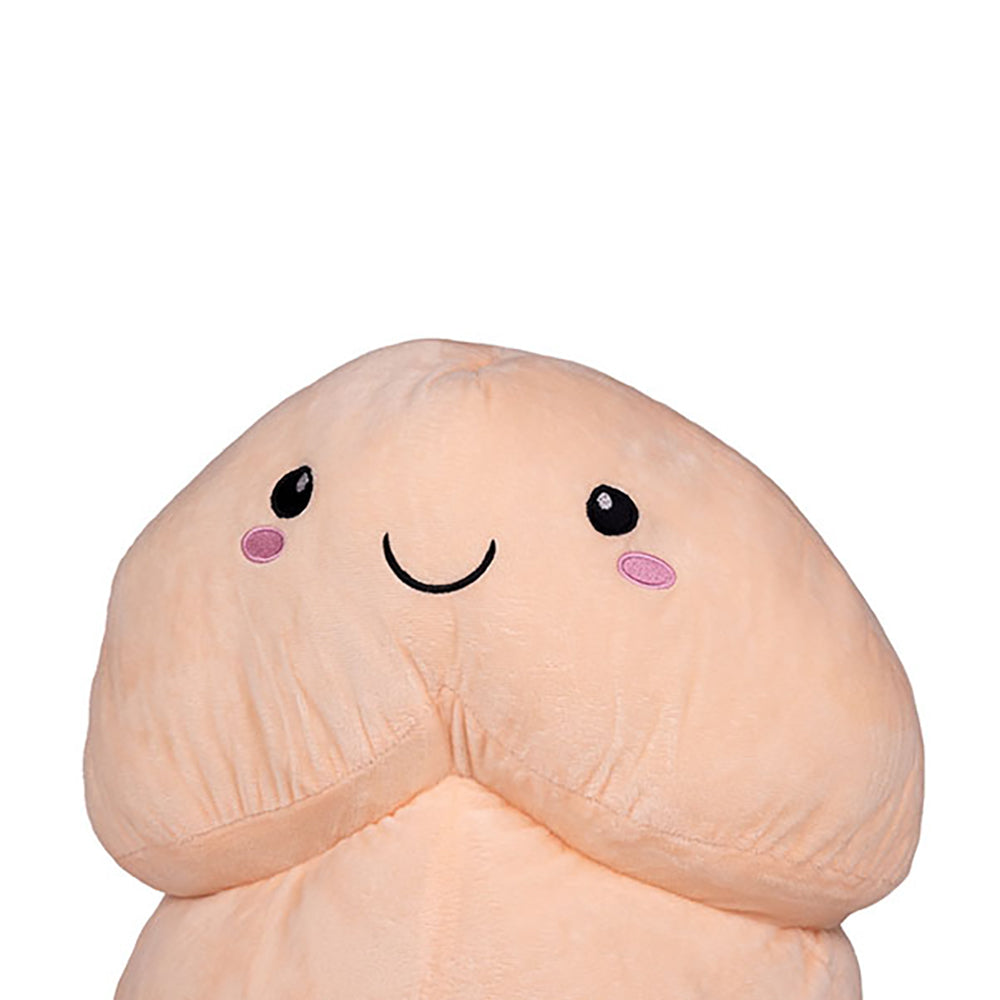 Shots Toys Short Penis Stuffy 19.7 Inch Plush Flesh smiling plush toy, soft and cuddly novelty décor.