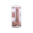 Realrock Extra Long Realistic Dildo With Balls 15 inch Tan in packaging, showcasing its lifelike design and impressive size.