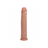 Realrock 13 Inch Realistic Dildo No Balls Tan showcasing realistic texture and design for lifelike satisfaction.