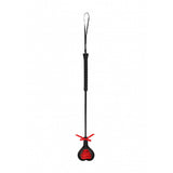Ouch Heart Crop with Red Lace Large Black, heart-shaped riding crop for playful discipline and intimate encounters.