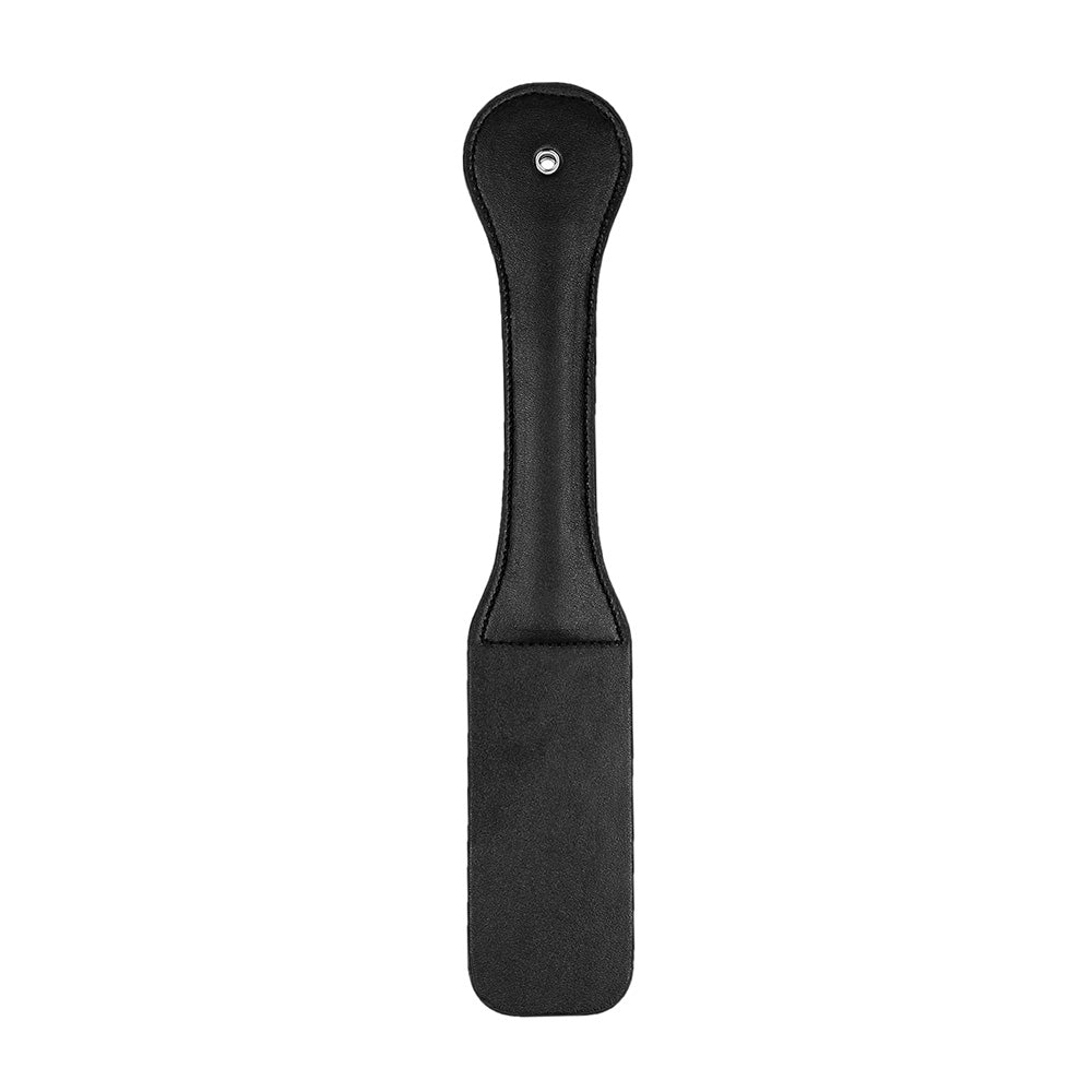 Ouch Slave Reversed Leather Paddle Black, a striking black leather paddle designed for impactful play.
