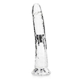 Realrock Crystal Clear Slim Dildo 10.5 inches, crystal clear design for anal and vaginal stimulation.