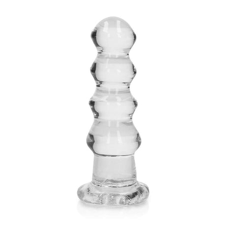 Realrock Crystal Clear Curvy Dildo Or Butt Plug 5.7 inch with a beautifully shaped, transparent design.