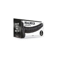 Realrock Hollow Strap-on With Balls 9 inch Black packaging with realistic design and promotional text.