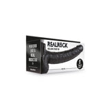Realrock Hollow Strap-on With Balls 9 inch Black packaging with realistic design and promotional text.
