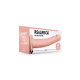 Realrock Hollow Strap-on Without Balls 10 inch Flesh packaging featuring a lifelike appearance.