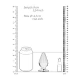 RealRock Crystal Clear Anal Plug 3.5 Inch Transparent size comparison image with ruler and objects.