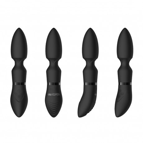 Shots Toys Pleasure Kit #4 Clitoral Vibrator Set Black with interchangeable attachments in black.