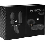 Shots Toys Pleasure Kit #4 Clitoral Vibrator Set Black packaging with two attachments and accessories.
