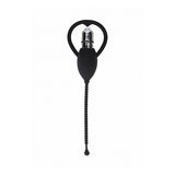 Urethral Sounding Vibrating Bullet Plug Black featuring a textured design for enhanced stimulation.