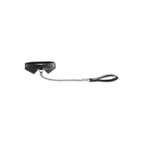 Ouch Exclusive Collar & Leash Black showcasing a stylish black collar attached to a metal chain leash.