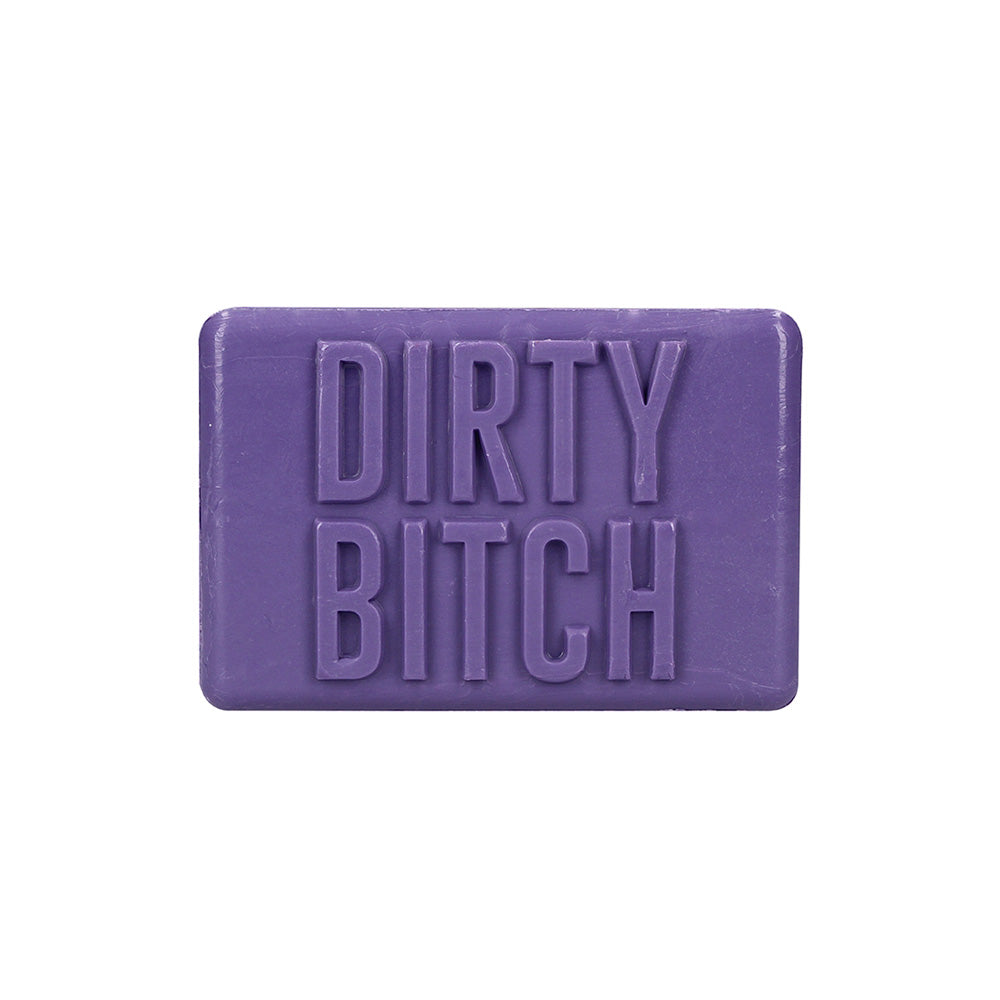 Shots Sexy Soap Bar Dirty Bitch Purple in a playful purple color with cheeky wording displayed.