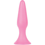 Shots Toys Silky Buttplug Big Pink, a smooth and conical anal plug with a suction cup base for hands-free play.