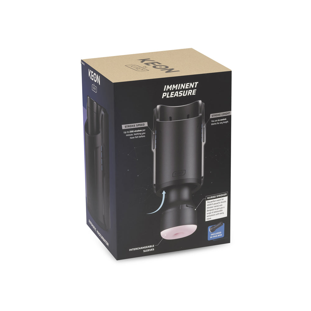 Kiiroo Keon Automatic Masturbator Combo with Feel Stroker packaging showing features and design.