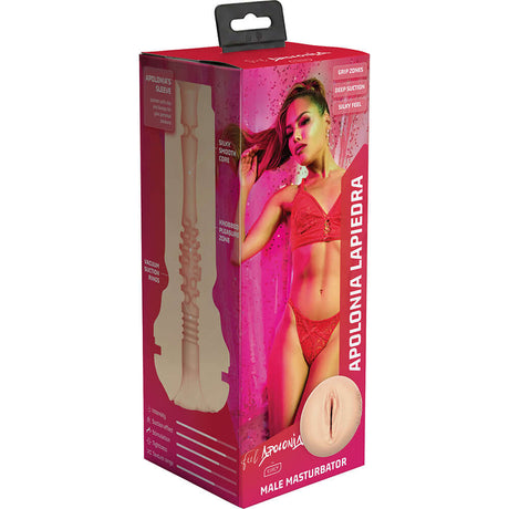 Kiiroo Feel Apolonia Stroker Masturbator packaging featuring detailed design and Apolonia Lapiedra image.